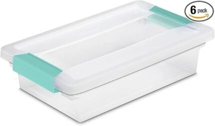 Sterilite 6-Pack Plastic Bins with Lids, Clear Shoe Boxes & Containers, Small, 6 Qt