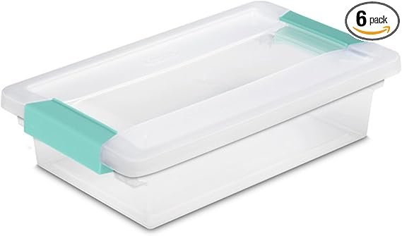 Sterilite 6-Pack Plastic Bins with Lids, Clear Shoe Boxes & Containers, Small, 6 Qt