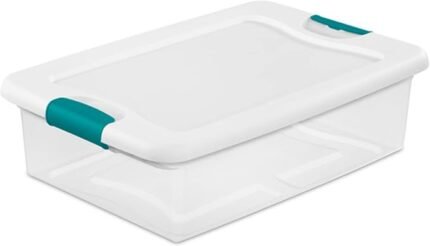 STERILITE Latching Storage Box, See-Through Base, 32-Qt