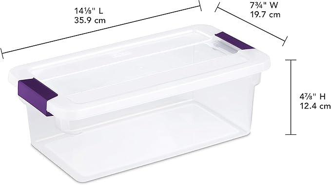 Sterilite 6 Qt ClearView Latch Storage Box, Stackable Bin with Latching Lid, Plastic Container to Organize Shoes in Closet, Clear Base, Lid, 12-Pack - Image 5
