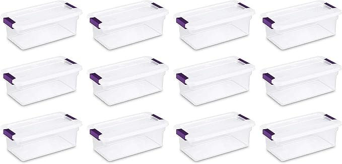 Sterilite 6 Qt ClearView Latch Storage Box, Stackable Bin with Latching Lid, Plastic Container to Organize Shoes in Closet, Clear Base, Lid, 12-Pack - Image 4