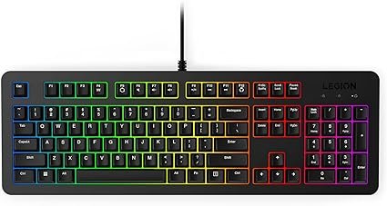 Lenovo Legion K310 RGB Wired Gaming Keyboard - Ultra-Fast Reaction Time with Tactile Keys, Quiet Key Membrane Switches, Silent Operation, RGB Illumination - Water Resistant & Compact Design
